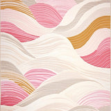 Ultra Soft Area Rug, Non Slip, Stain Resistant, Washable Area Rugs for Living Room, Bedroom, Chic Pink Beige Wave Area(Pink)