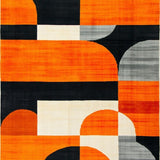Ultra Soft Area Rug, Non Slip, Stain Resistant, Washable Area Rugs for Living Room, Bedroom, Vibrant Retro Abstract Geometry(Orange)