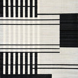 Ultra Soft Area Rug, Non Slip, Stain Resistant, Washable Area Rugs for Living Room, Bedroom, Artisan Striped Canvas Rug Showcasing Bold Geometric Rhythm In Monochrome(Black)