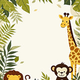 Ultra Soft Area Rug, Non Slip, Stain Resistant, Washable Area Rugs for Living Room, Bedroom, Dreamy Safari Beige Area Featuring Sweet Jungle Creatures(Green)