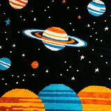 Ultra Soft Area Rug, Non Slip, Stain Resistant, Washable Area Rugs for Living Room, Bedroom, Celestial Multicolor Planetary Display(Black)