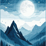 Charming Mountain Landscape Motif(Blue)