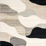 Ultra Soft Area Rug, Non Slip, Stain Resistant, Washable Area Rugs for Living Room, Bedroom, Artisan Crafted Beige Black with Flow(Beige)