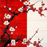 Ultra Soft Area Rug, Non Slip, Stain Resistant, Washable Area Rugs for Living Room, Bedroom, Chic Black and White Floral Design(Red)