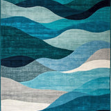 Ultra Soft Area Rug, Non Slip, Stain Resistant, Washable Area Rugs for Living Room, Bedroom, Chic Modern Grey Swirl Patterns(Blue)