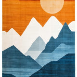 Ultra Soft Area Rug, Non Slip, Stain Resistant, Washable Area Rugs for Living Room, Bedroom, Vibrant Abstract Mountain Landscape(Orange)