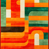 Ultra Soft Area Rug, Non Slip, Stain Resistant, Washable Area Rugs for Living Room, Bedroom, Dynamic Earth Tone Geometric Visual(Orange)