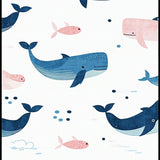 Whimsical Coastal Whale Motif(Blue)