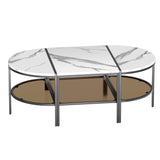 ODIKA Oval Mod Marble 3 Piece Coffee Table