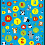 Ultra Soft Area Rug, Non Slip, Stain Resistant, Washable Area Rugs for Living Room, Bedroom, Cheerful Blue Animal Alphabet Art(White)