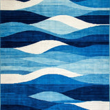 Ultra Soft Area Rug, Non Slip, Stain Resistant, Washable Area Rugs for Living Room, Bedroom, Vibrant Seaside Fluid Design(Blue)
