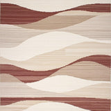 Ultra Soft Area Rug, Non Slip, Stain Resistant, Washable Area Rugs for Living Room, Bedroom, Classic Wave Round Beige/Burgundy(Beige)