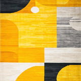 Ultra Soft Area Rug, Non Slip, Stain Resistant, Washable Area Rugs for Living Room, Bedroom, Chic Geometric Yellow Grey Fusion(Yellow)