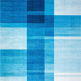 Ultra Soft Area Rug, Non Slip, Stain Resistant, Washable Area Rugs for Living Room, Bedroom, Radiant Toned Geometric Arrangement(Blue)