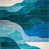 Vibrant Teal Grey Geometric Motif(Blue)