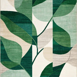 Ultra Soft Area Rug, Non Slip, Stain Resistant, Washable Area Rugs for Living Room, Bedroom, Abstract Botanical(Green)