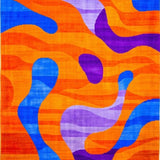 Ultra Soft Area Rug, Non Slip, Stain Resistant, Washable Area Rugs for Living Room, Bedroom, Radiant Retro Wave Composition(Orange)