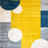 Ultra Soft Area Rug, Non Slip, Stain Resistant, Washable Area Rugs for Living Room, Bedroom, Contemporary Circular Design Elegance(Yellow)