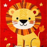 Ultra Soft Area Rug, Non Slip, Stain Resistant, Washable Area Rugs for Living Room, Bedroom, Whimsical Alphabetic Animal Motif(Red)