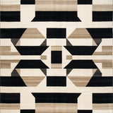 Ultra Soft Area Rug, Non Slip, Stain Resistant, Washable Area Rugs for Living Room, Bedroom, Contemporary Geometric Area with Bold Lines and Abstract Design(Beige)
