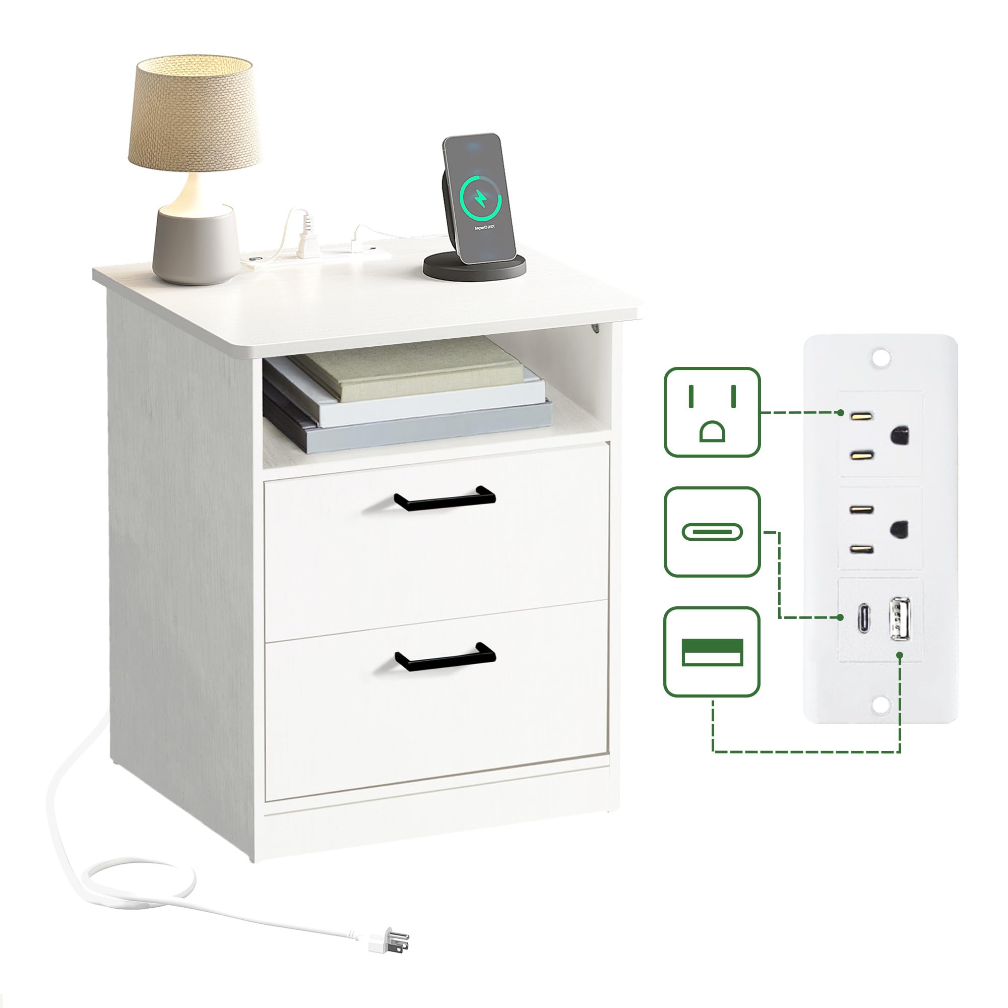 ODIKA Everyday Side Table with Fast Charging Station