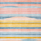 Ultra Soft Area Rug, Non Slip, Stain Resistant, Washable Area Rugs for Living Room, Bedroom, Retro Surfboard Motif Rug Featuring Abstract Coastal Stripes and Pastel Tones(Pink)