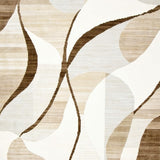Abstract Wave Motif Runner with Flowing Café Brown Swirls on White Background(Beige)