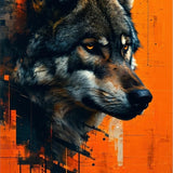 Ultra Soft Area Rug, Non Slip, Stain Resistant, Washable Area Rugs for Living Room, Bedroom, Rustic Earthy Wolf Motif(Orange)