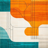 Ultra Soft Area Rug, Non Slip, Stain Resistant, Washable Area Rugs for Living Room, Bedroom, Retro Colorful Geometric Arrangement(Orange)