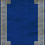 Ultra Soft Area Rug, Non Slip, Stain Resistant, Washable Area Rugs for Living Room, Bedroom, Striking Gold Geometric Elements(Blue)