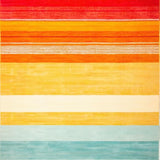 Ultra Soft Area Rug, Non Slip, Stain Resistant, Washable Area Rugs for Living Room, Bedroom, Boho Sunrise Stripe Rug With Easy Clean Surface For Versatile Decorating(Red)