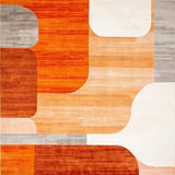 Ultra Soft Area Rug, Non Slip, Stain Resistant, Washable Area Rugs for Living Room, Bedroom, Earthy Tones Abstract Harmony(Orange)
