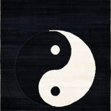 Ultra Soft Area Rug, Non Slip, Stain Resistant, Washable Area Rugs for Living Room, Bedroom, Elegant Traditional Yin Yang Motif(Black)
