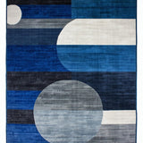 Ultra Soft Area Rug, Non Slip, Stain Resistant, Washable Area Rugs for Living Room, Bedroom, Abstract Circle Carpet(Blue)