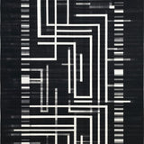 Ultra Soft Area Rug, Non Slip, Stain Resistant, Washable Area Rugs for Living Room, Bedroom, Monochrome Linear Weave Rug with Contrasting Stripes and Minimalist Pattern(Black)