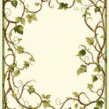 Beige Green Botanical Scrollwork Easy Clean Medium Pile(Beige)