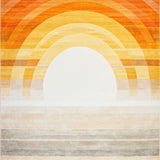 Ultra Soft Area Rug, Non Slip, Stain Resistant, Washable Area Rugs for Living Room, Bedroom, Whimsical Sunburst Gradient Art(Orange)