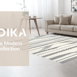 Ultra Soft Area Rug, Non Slip, Stain Resistant, Washable Area Rugs for Living Room, Bedroom, Sophisticated Geometric Ivory Contrast(White)