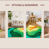 Ultra Soft Area Rug, Non Slip, Stain Resistant, Washable Area Rugs for Living Room, Bedroom, Eclectic Colorful Ombre Artwork(Green)