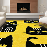 Ultra Soft Area Rug, Non Slip, Stain Resistant, Washable Area Rugs for Living Room, Bedroom, Cozy Celestial Inspired Design(Yellow)