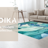 Ultra Soft Area Rug, Non Slip, Stain Resistant, Washable Area Rugs for Living Room, Bedroom, Seahorse Motif Rug with Oceanic Teal and Blue Hues and Contemporary Wave Design(Blue)