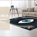 Ultra Soft Area Rug, Non Slip, Stain Resistant, Washable Area Rugs for Living Room, Bedroom, Boho Evil Eye Soft Cotton Runner(Blue)