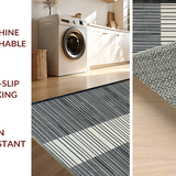 Ultra Soft Area Rug, Non Slip, Stain Resistant, Washable Area Rugs for Living Room, Bedroom, Classic Striped Area Rug(Black)