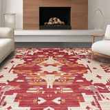 Ultra Soft Area Rug, Non Slip, Stain Resistant, Washable Area Rugs for Living Room, Bedroom, Rustic Puce Red Artful Flourish(Red)