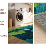 Ultra Soft Area Rug, Non Slip, Stain Resistant, Washable Area Rugs for Living Room, Bedroom, Rustic Organic Leaf Patterned Charm(Green)