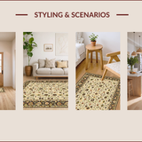 Ultra Soft Area Rug, Non Slip, Stain Resistant, Washable Area Rugs for Living Room, Bedroom, Chic Warm Tones Floral Arrangement(Beige)