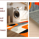 Ultra Soft Area Rug, Non Slip, Stain Resistant, Washable Area Rugs for Living Room, Bedroom, Retro Vibrant Abstract Curves(Orange)