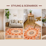 Ultra Soft Area Rug, Non Slip, Stain Resistant, Washable Area Rugs for Living Room, Bedroom, Stylish Whimsical Fringe Accents(Orange)
