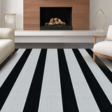 Ultra Soft Area Rug, Non Slip, Stain Resistant, Washable Area Rugs for Living Room, Bedroom, Rustic Textured Linear Patterns(Black)