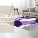 Ultra Soft Area Rug, Non Slip, Stain Resistant, Washable Area Rugs for Living Room, Bedroom, Contemporary Chic Geometric Fusion(Purple)